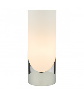 Cylindrical Touch Table Lamp Polished Chrome Opal Glass
