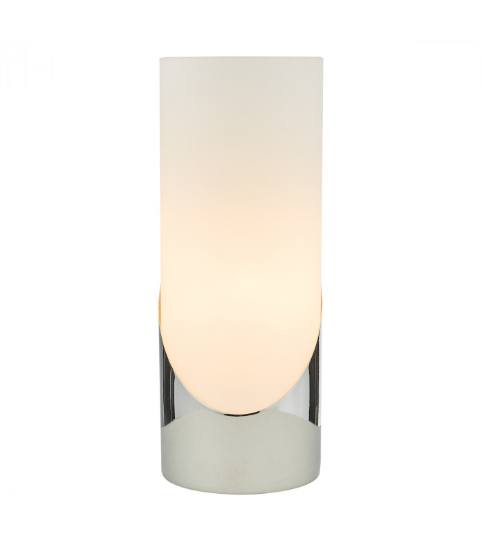 Cylindrical Touch Table Lamp Polished Chrome Opal Glass