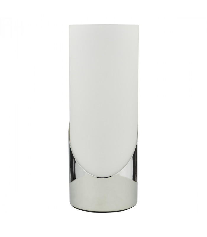 Cylindrical Touch Table Lamp Polished Chrome Opal Glass