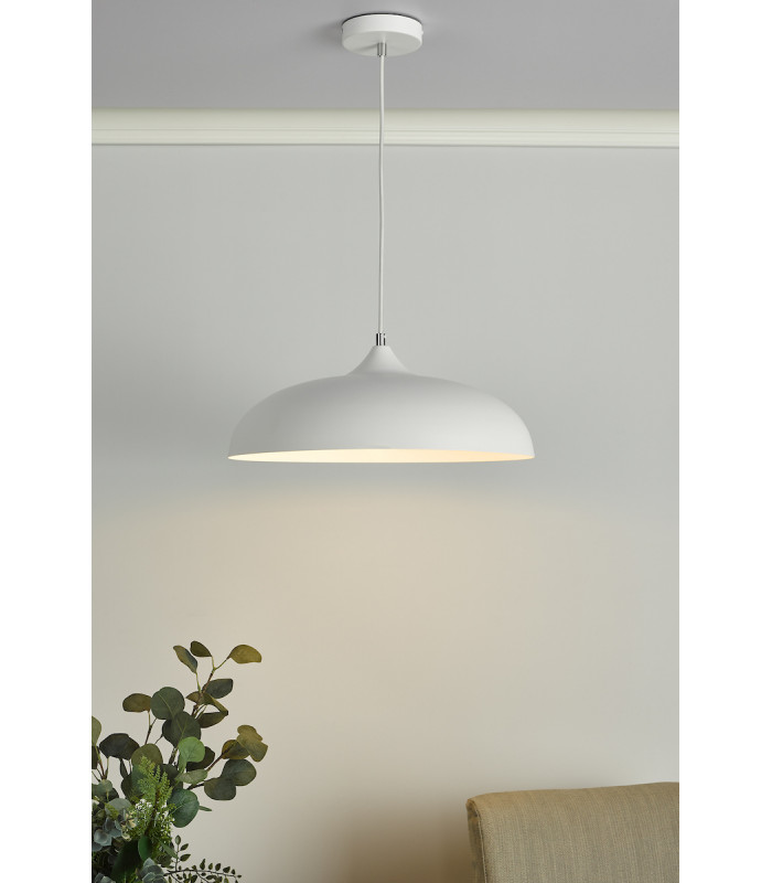 Dome Single Pendant Light White, 1x E27