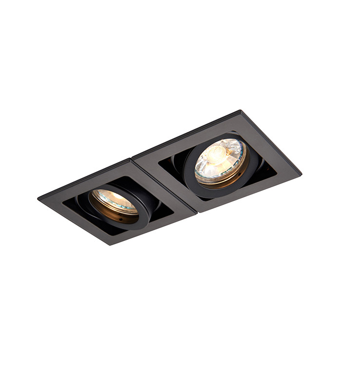 Twin 2 Light Recessed Titlable Downlight Matt Black Dimmable