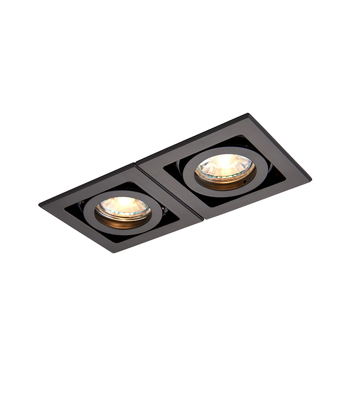 Twin 2 Light Recessed Titlable Downlight Matt Black Dimmable