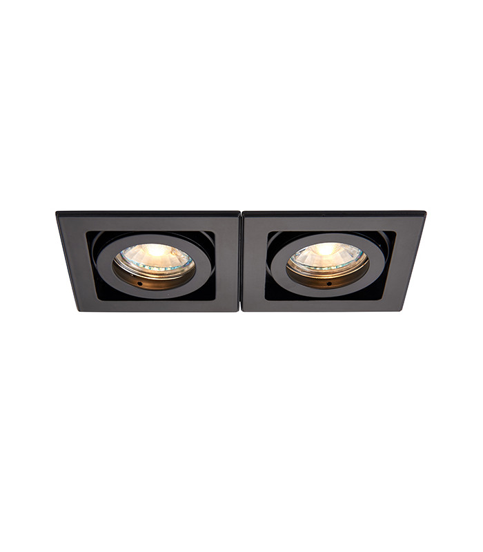 Twin 2 Light Recessed Titlable Downlight Matt Black Dimmable