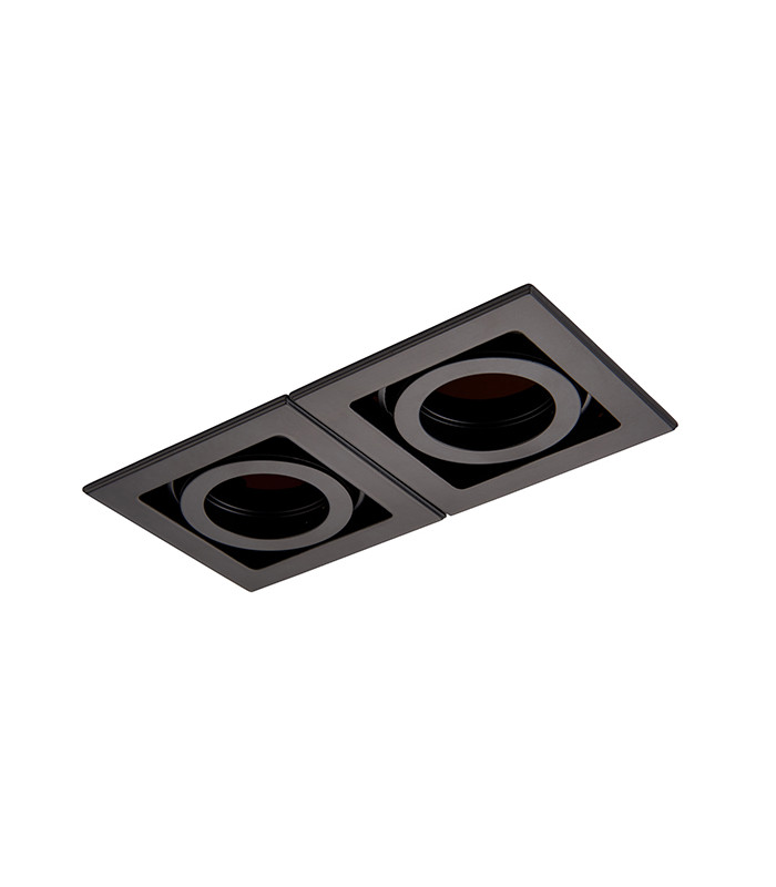 Twin 2 Light Recessed Titlable Downlight Matt Black Dimmable