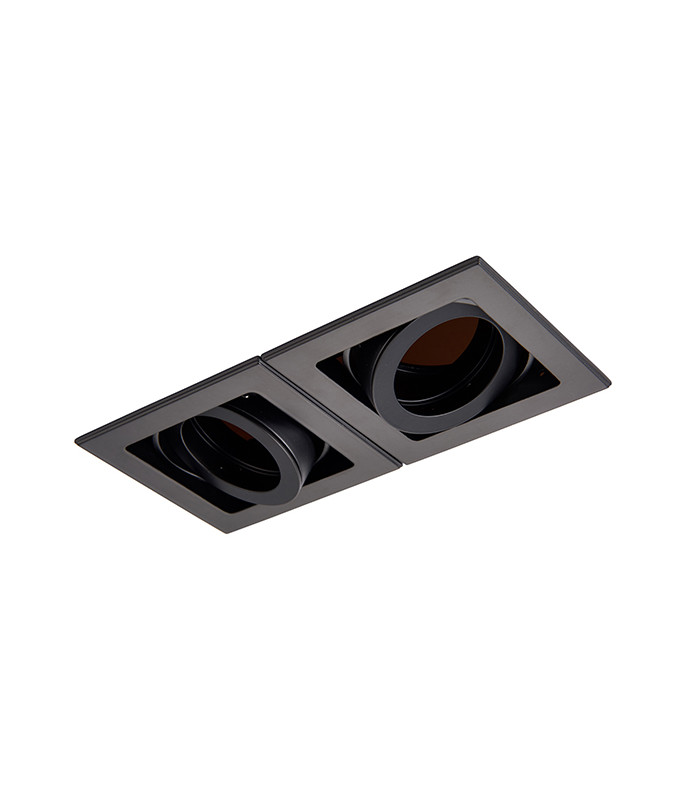 Twin 2 Light Recessed Titlable Downlight Matt Black Dimmable