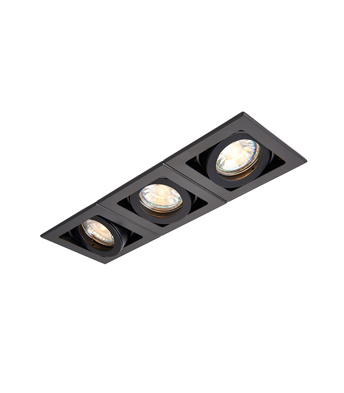 Triple 3 Light Recessed Titlable Downlight Matt Black Dimmable