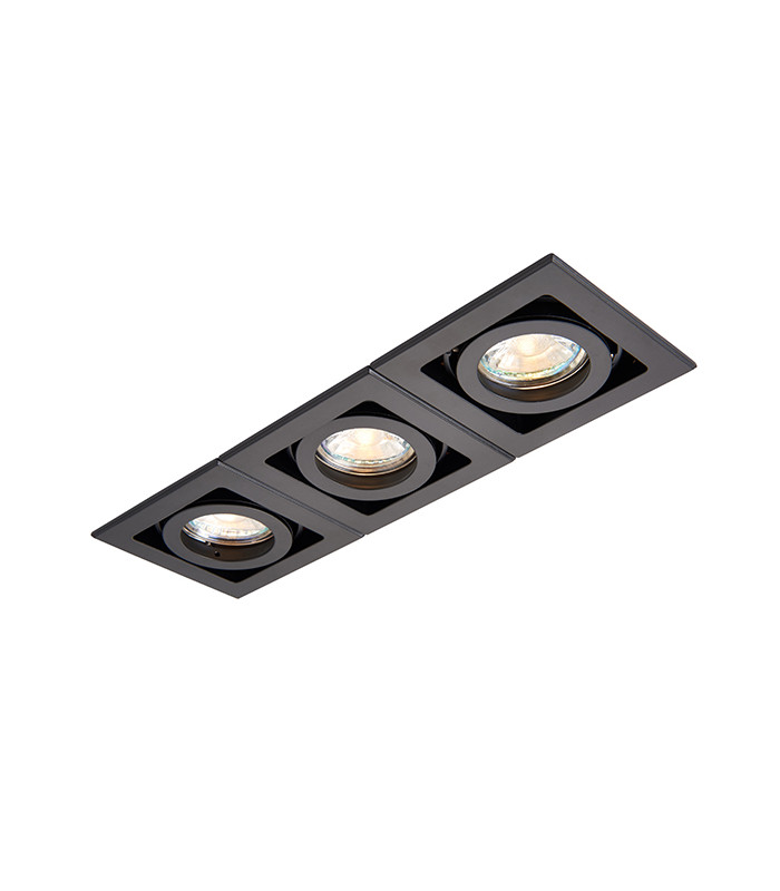 Triple 3 Light Recessed Titlable Downlight Matt Black Dimmable