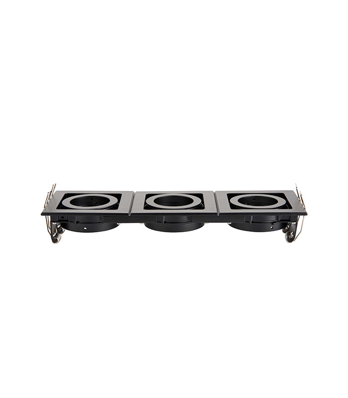 Triple 3 Light Recessed Titlable Downlight Matt Black Dimmable