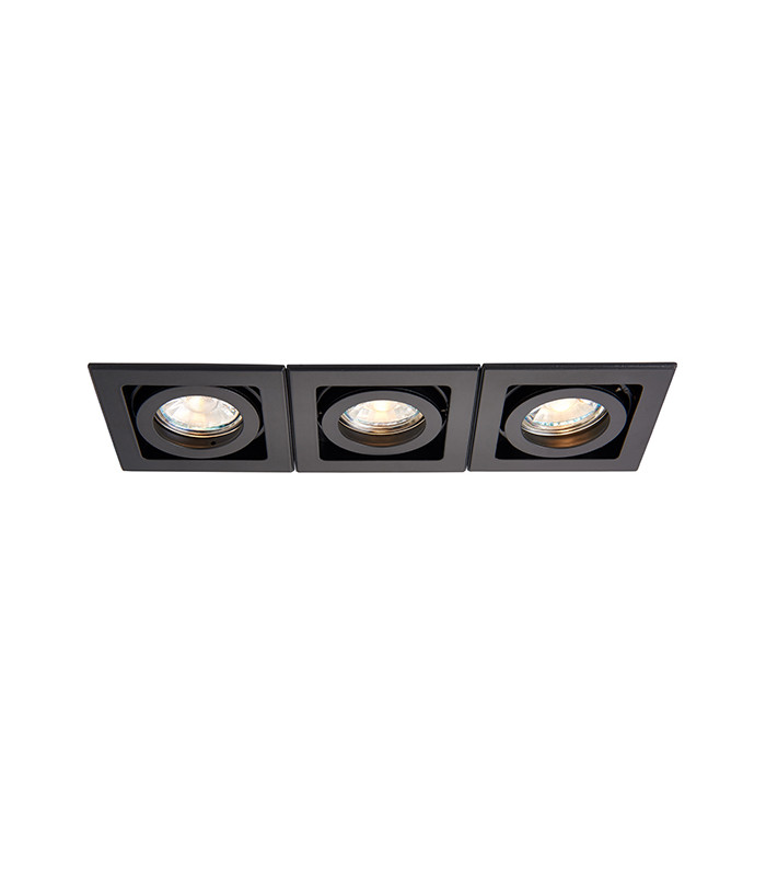 Triple 3 Light Recessed Titlable Downlight Matt Black Dimmable