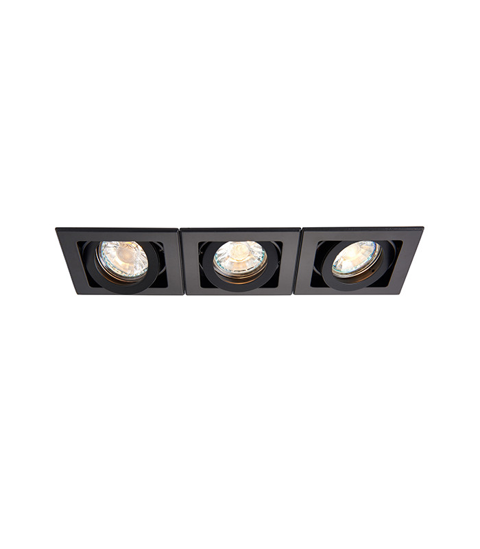 Triple 3 Light Recessed Titlable Downlight Matt Black Dimmable