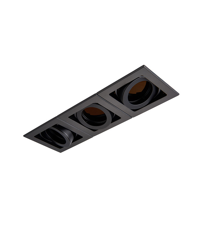 Triple 3 Light Recessed Titlable Downlight Matt Black Dimmable