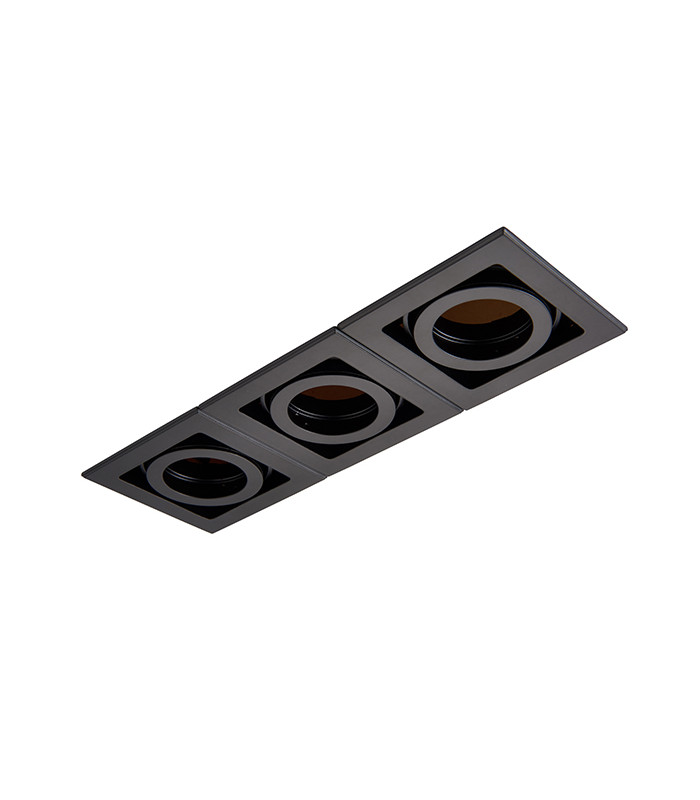 Triple 3 Light Recessed Titlable Downlight Matt Black Dimmable