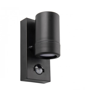 Outdoor PIR Motion Sensor Wall Downlight Black IP44, GU10 - 1