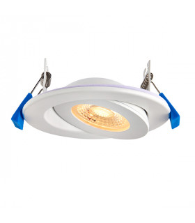 Dimmable 8W LED Recessed Downlight Tiltable, Matt White, IP44 - 1