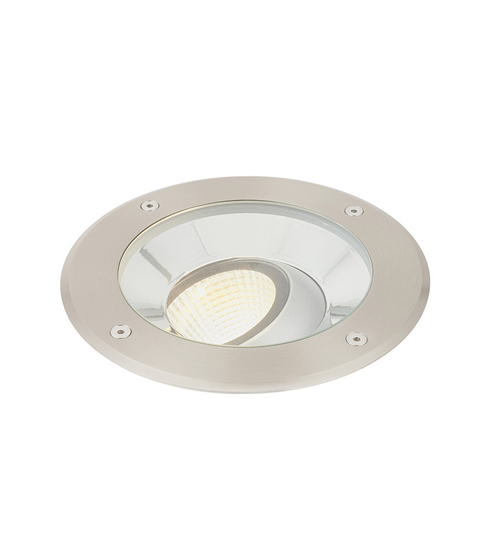 Outdoor 16.5W LED Recessed Ground Light Brushed Stainless Steel, IP67, 3000K - 2