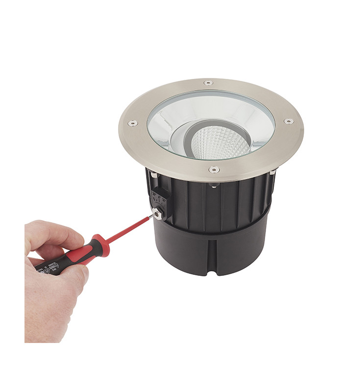 Outdoor 16.5W LED Recessed Ground Light Brushed Stainless Steel, IP67, 3000K - 4