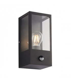 Outdoor Box Lantern Matt Black with PIR Motion Sensor, IP44 - 1