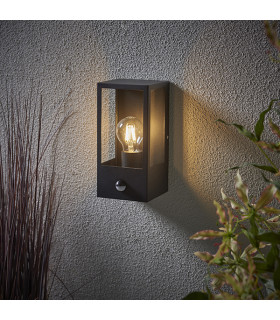 Outdoor Box Lantern Matt Black with PIR Motion Sensor, IP44 - 2