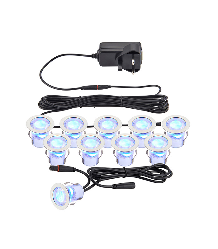 Outdoor Reccessed Ground 10x 0.45W Decking Lights, IP44 - 1