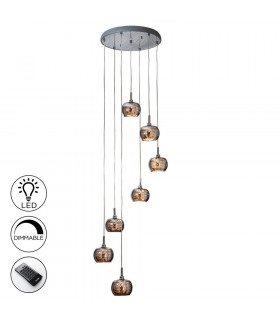 7 Light Dimmable Spiral Crystal Ceiling Cluster Pendant Remote Control Chrome G9 -1