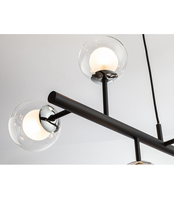 9 Light Crystal Ceiling Pendant Matt black chrome G9 -2
