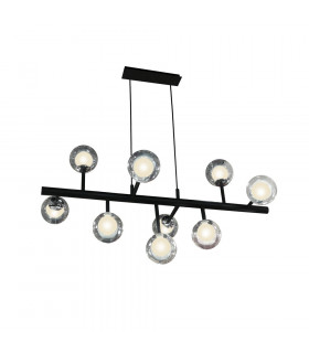 9 Light Dimmable Crystal Multi Arm Ceiling Pendant with Remote Control Matt black chrome G9 -1