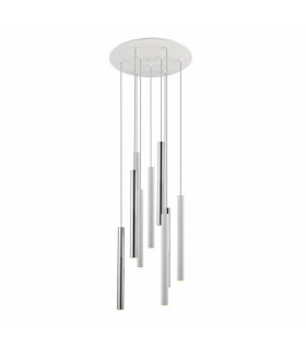 9 Light Cluster Drop Ceiling Pendant Matt White Gold -1