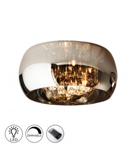 5 Light Dimmable Crystal Flush Ceiling Light with Remote Control Chrome Mirror G9 -1