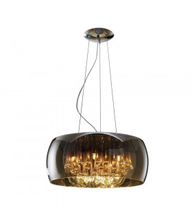 6 Light Round Crystal Ceiling Pendant Chrome Mirror G9 -1