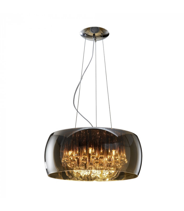 6 Light Round Crystal Ceiling Pendant Chrome Mirror G9 -1