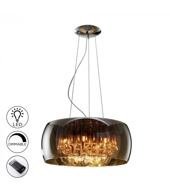 6 Light Dimmable Crystal Ceiling Pendant with Remote Control Chrome Mirror G9 -2