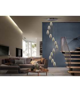 12 Light Spiral Crystal Cluster Drop Ceiling Pendant Chrome -1