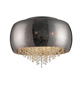 6 Light Crystal Flush Ceiling Light Chrome G9 -1