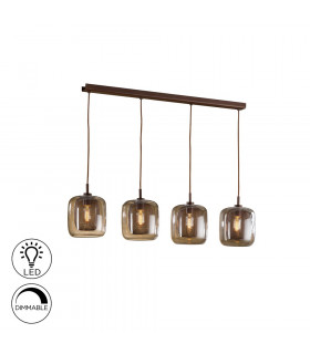 4 Light Crystal Hanging Ceiling Mesh Pendant Brown E27 -1