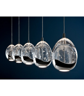 5 Light Crystal Drop Bar Ceiling Pendant Chrome Bubble Effect -1