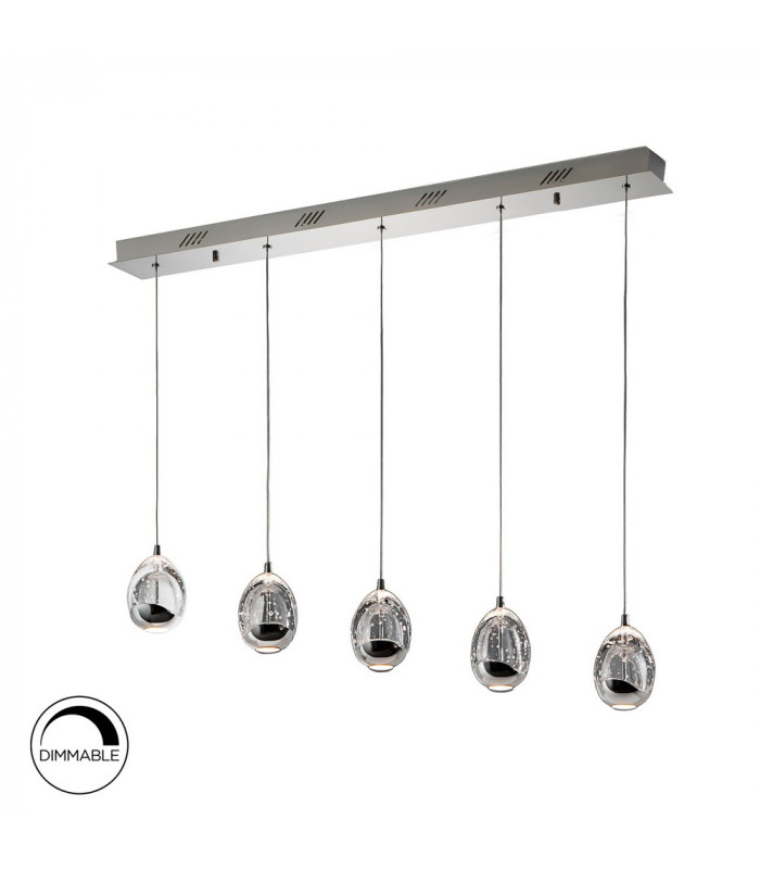 5 Light Crystal Drop Bar Ceiling Pendant Chrome Bubble Effect -2