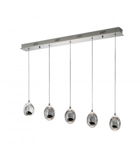 5 Light Dimmable Crystal Drop Bar Ceiling Pendant with Remote Control Chrome -1