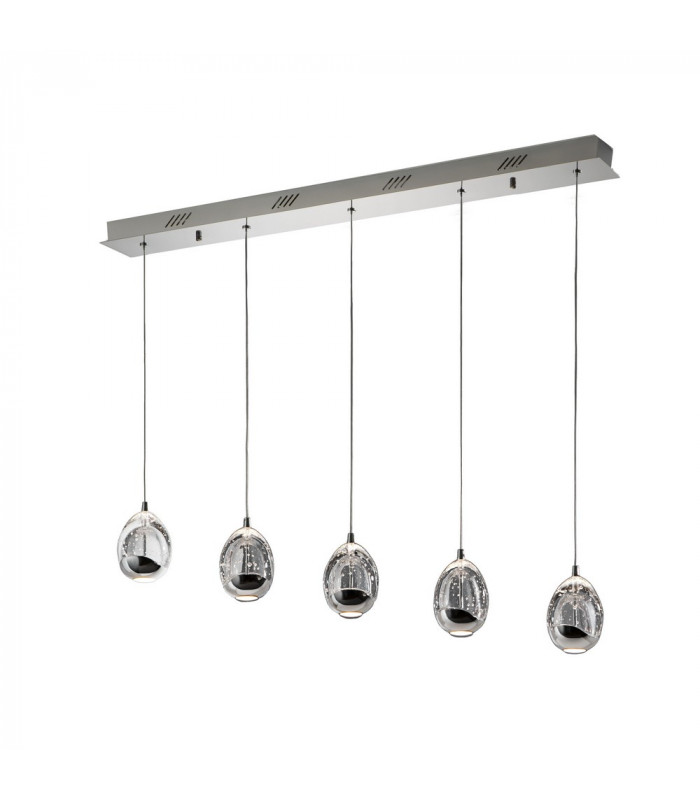 5 Light Dimmable Crystal Drop Bar Ceiling Pendant with Remote Control Chrome -1