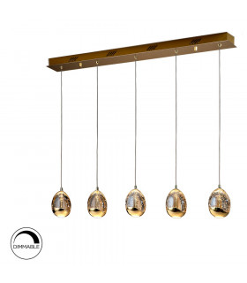 5 Light Crystal Drop Bar Ceiling Pendant Gold Bubble Effect -1