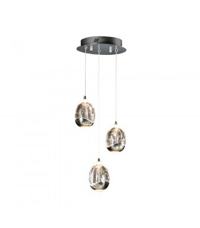 3 Light Crystal Cluster Drop Ceiling Pendant Chrome -1