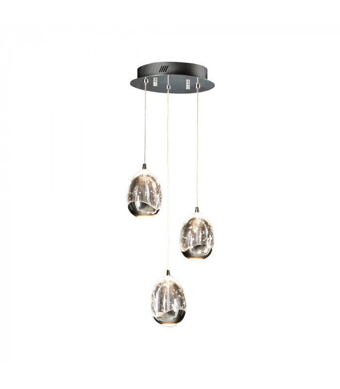 3 Light Crystal Cluster Drop Ceiling Pendant Chrome -1