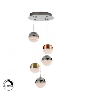 Cluster Drop Ceiling Pendant Chrome Brass Copper -1