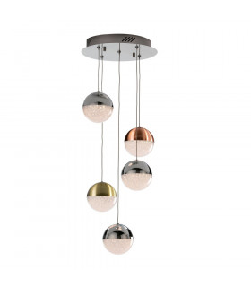Dimmable Cluster Drop Ceiling Pendant with Remote Control Chrome Brass Copper -1