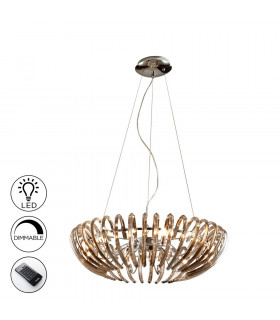 12 Light Dimmable Crystal Ceiling Pendant with Remote Control Chrome champagne G9 -1