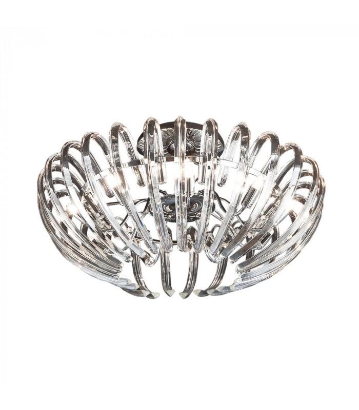 9 Light Crystal Flush Ceiling Light Chrome G9 -1