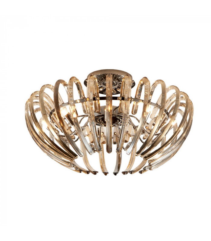9 Light Crystal Flush Ceiling Light Chrome champagne G9 -1