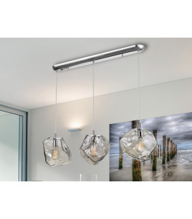 Pendant Light Straight Bar Chrome Smoke 3x E27 -1