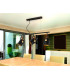 Pendant Light Straight Bar Matt Black Gold Paint 3x E14 -1