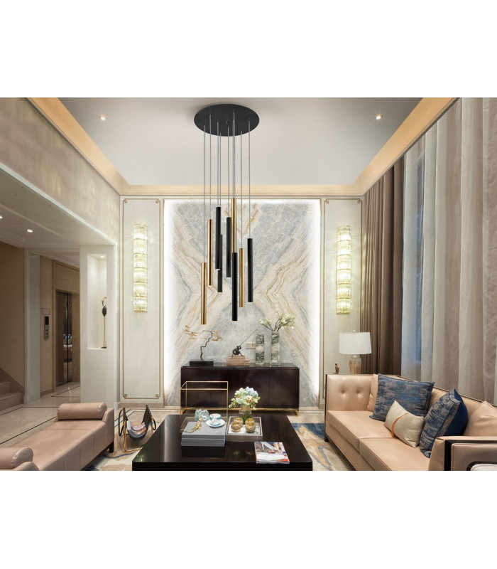 Pendant Light Cluster Drop Glossy Gold Matt White -1
