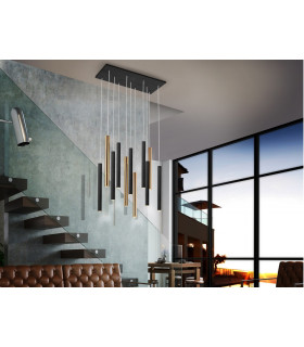 Pendant Light Cluster Drop Glossy Gold Matt Black -1